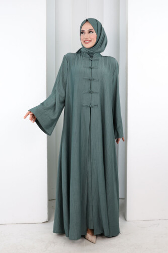 Önden Bağlamalı Tunik Üçlü Çilek Kumaş Takım 9001 Mint