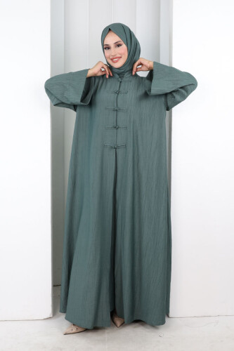 Önden Bağlamalı Tunik Üçlü Çilek Kumaş Takım 9001 Mint - 2