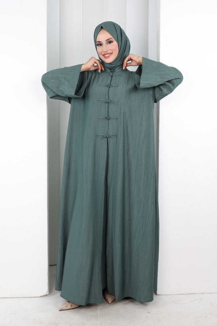 Önden Bağlamalı Tunik Üçlü Çilek Kumaş Takım 9001 Mint - 2
