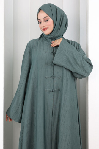 Önden Bağlamalı Tunik Üçlü Çilek Kumaş Takım 9001 Mint - 6