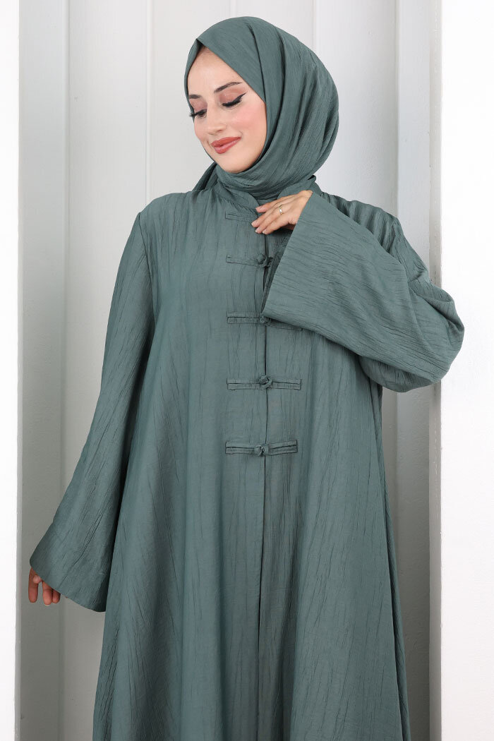 Önden Bağlamalı Tunik Üçlü Çilek Kumaş Takım 9001 Mint - 6