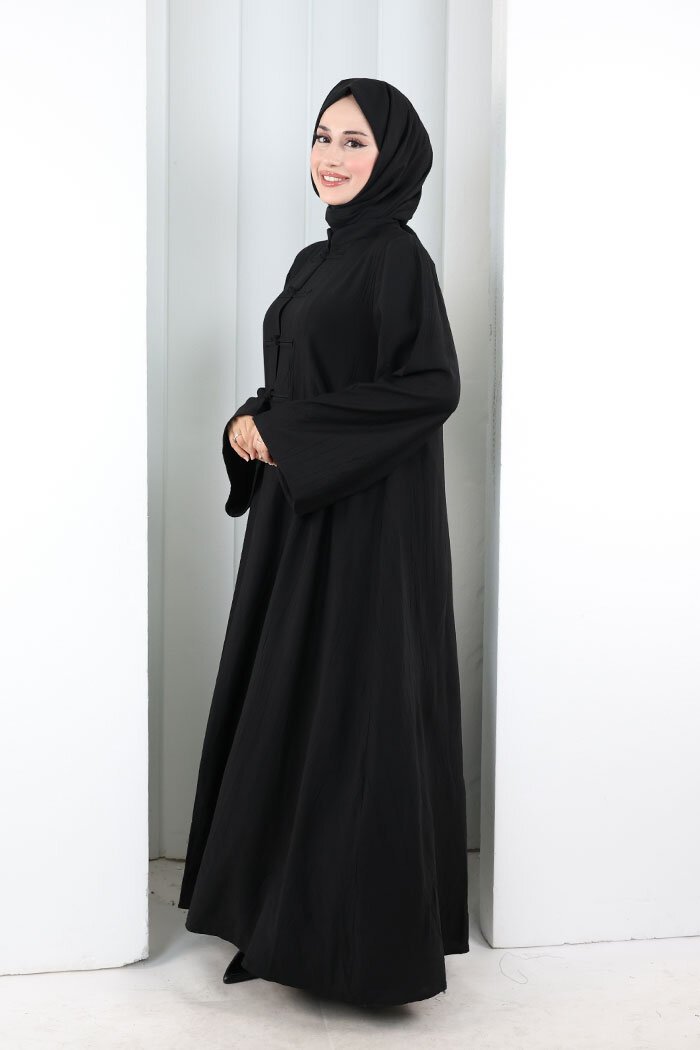 Önden Bağlamalı Tunik Üçlü Çilek Kumaş Takım 9001 Siyah - 4