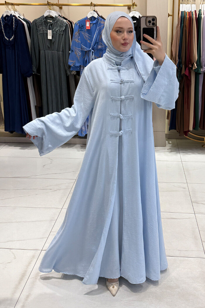 Önden Bağlamalı Tunik Üçlü Takım 7080 Bebe Mavisi - 2