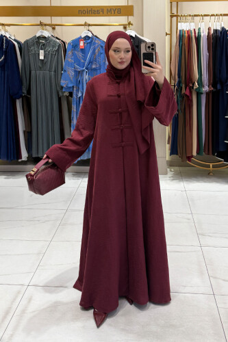 Önden Bağlamalı Tunik Üçlü Takım 7080 Bordo