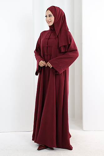 Önden Bağlamalı Tunik Üçlü Takım 7080 Bordo - 2