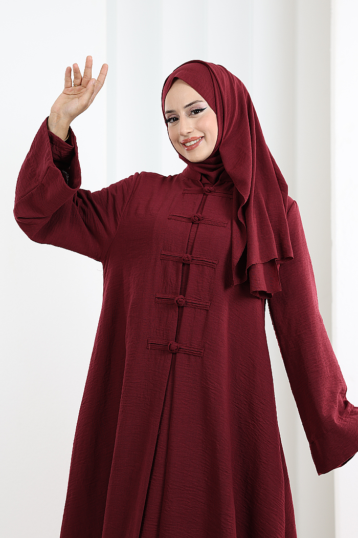 Önden Bağlamalı Tunik Üçlü Takım 7080 Bordo - 4