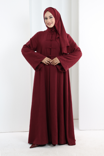 Önden Bağlamalı Tunik Üçlü Takım 7080 Bordo - 6