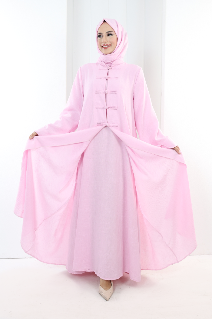 Önden Bağlamalı Tunik Üçlü Takım 7080 Pembe - 3