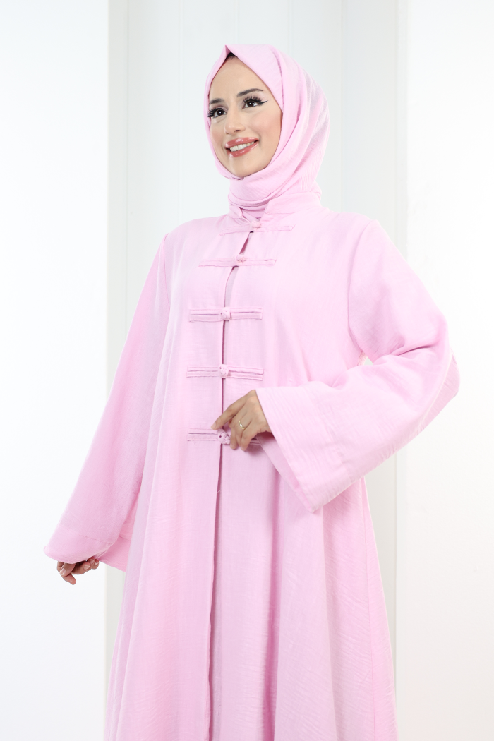 Önden Bağlamalı Tunik Üçlü Takım 7080 Pembe - 5
