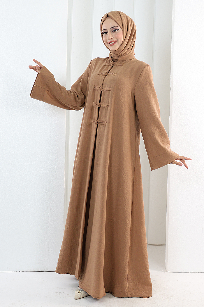 Önden Bağlamalı Tunik Üçlü Takım 7080 Taba - 3