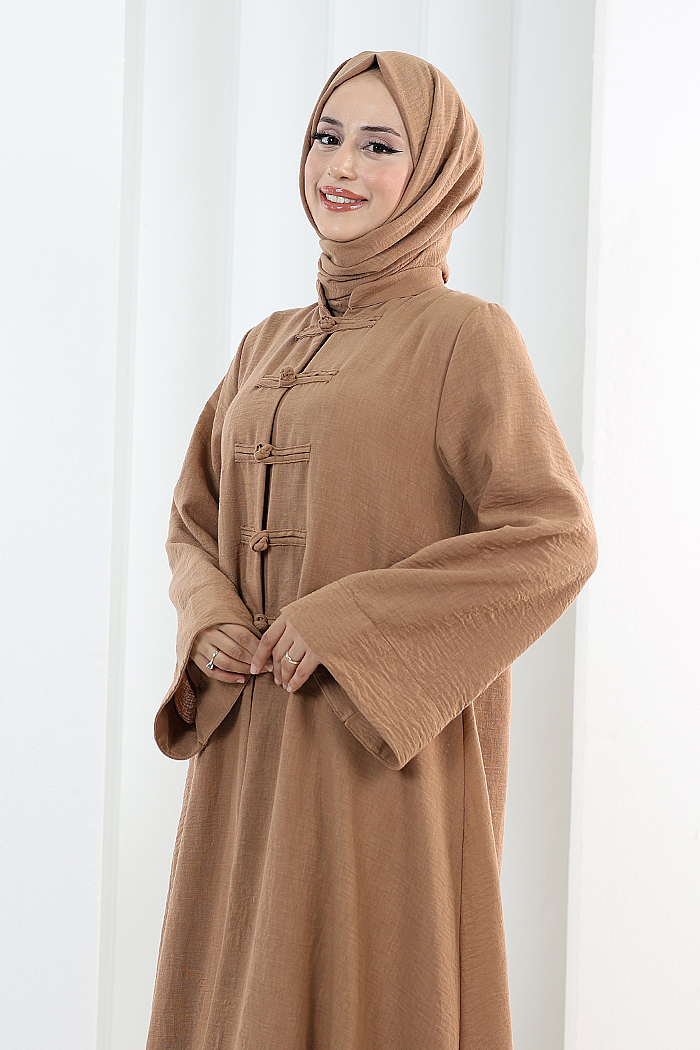 Önden Bağlamalı Tunik Üçlü Takım 7080 Taba - 6
