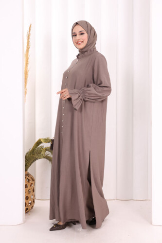 Hac  Umre Takım Önü Düğmeli Tunik,Pantolon  ŞAL  HEDİYE  8014 Duman - 2