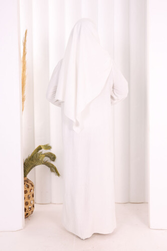 Hac  Umre Takım Önü Düğmeli Tunik,Pantolon  ŞAL  HEDİYE  8014 Ekru - 5