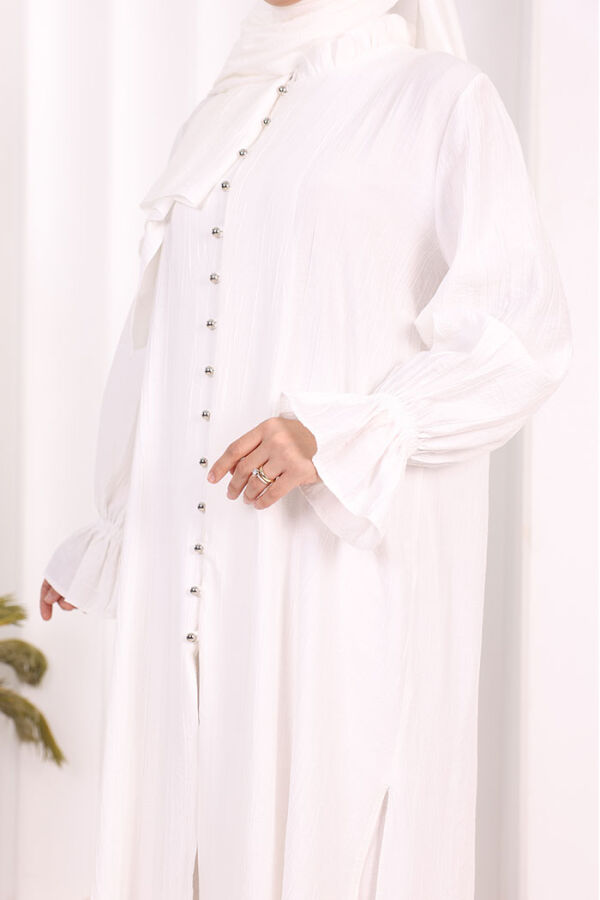 Hac  Umre Takım Önü Düğmeli Tunik,Pantolon  ŞAL  HEDİYE  8014 Ekru - 7