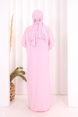 Hac  Umre Takım Önü Düğmeli Tunik,Pantolon  ŞAL  HEDİYE  8014 Pembe - 6