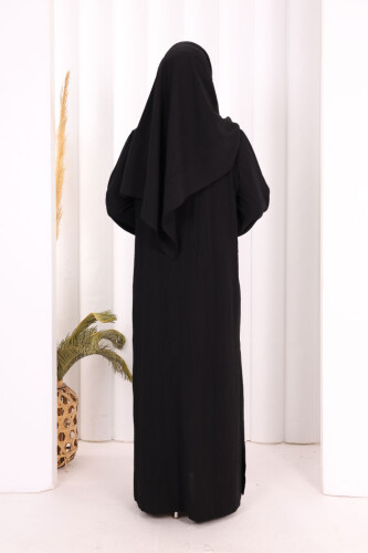Hac  Umre Takım Önü Düğmeli Tunik,Pantolon  ŞAL  HEDİYE  8014 Siyah - 6