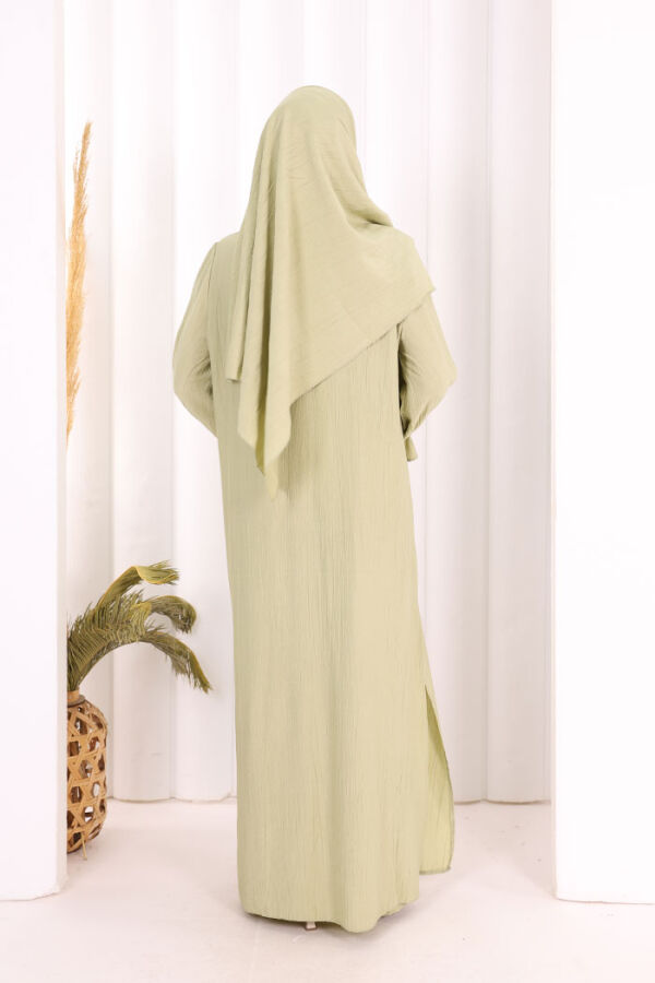 Hac  Umre Takım Önü Düğmeli Tunik,Pantolon  ŞAL  HEDİYE  8014 Yağ Yeşili - 6