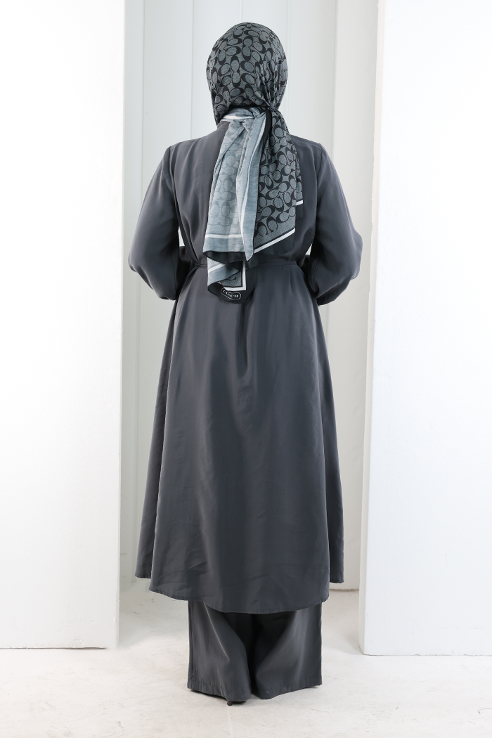 Önü Piliseli Düğmeli Takım 8701 Füme - 4