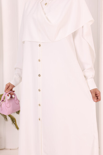 Önü Şal Detaylı Tunik Pantolon Takım 8018 Ekru - 7