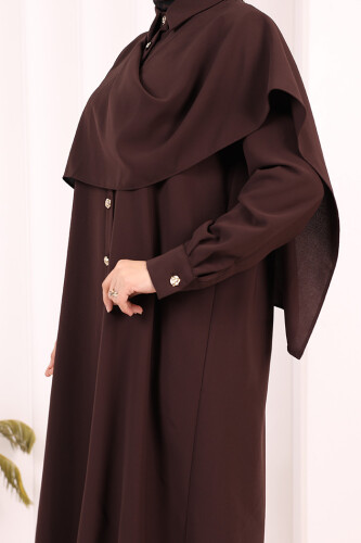 Önü Şal Detaylı Tunik Pantolon Takım 8018 Kahverengi - 6