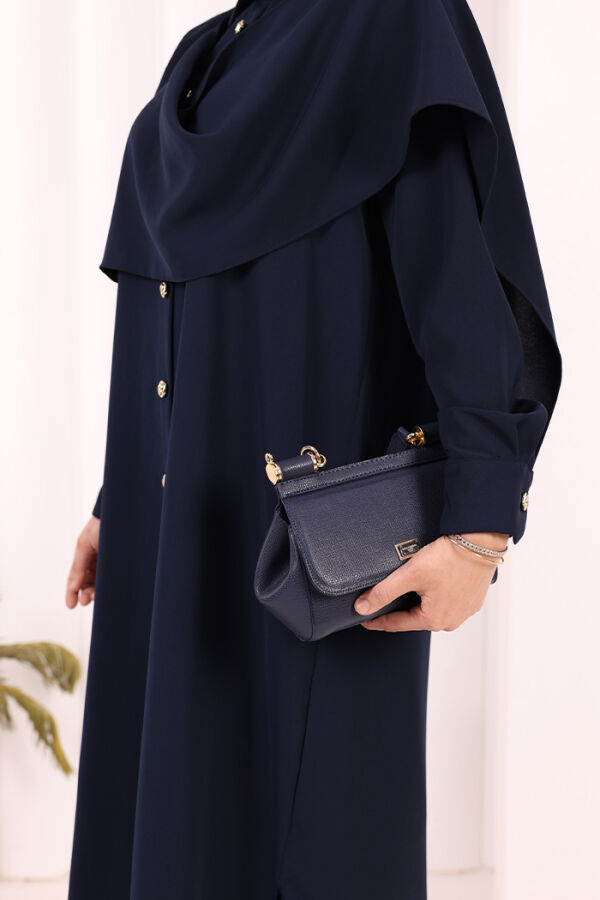 Önü Şal Detaylı Tunik Pantolon Takım 8018 Lacivert - 7