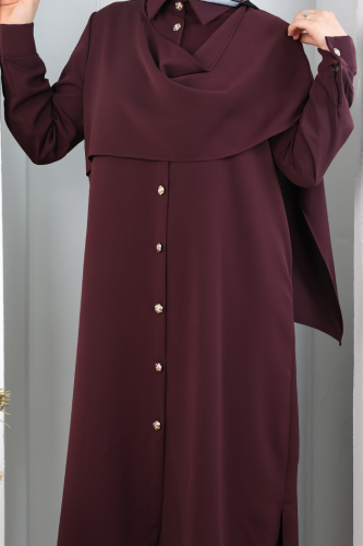 Önü Şal Detaylı Tunik Pantolon Takım 8018 Mürdüm - 5