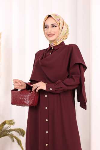 Önü Şal Detaylı Tunik Pantolon Takım 8018 Mürdüm - 5