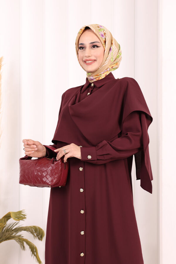 Önü Şal Detaylı Tunik Pantolon Takım 8018 Mürdüm - 5