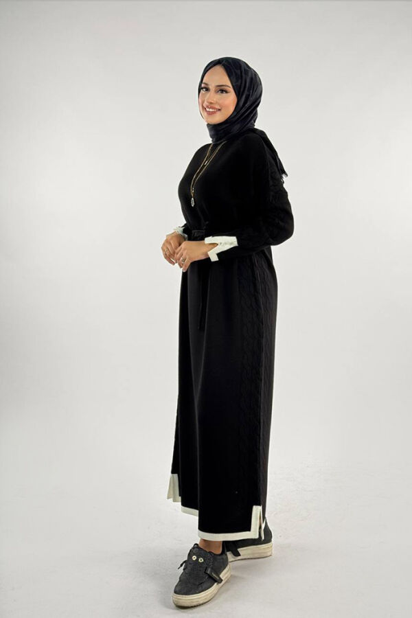Örgü Detay Triko Elbise 18312 Siyah - 3