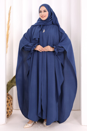 Hac Umre Pançolu Elbise Takım ŞAL HEDİYE 8002 Lacivert - 2