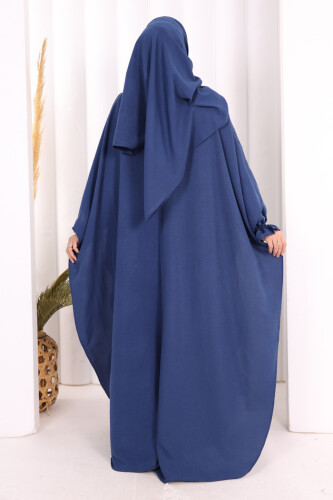 Hac Umre Pançolu Elbise Takım ŞAL HEDİYE 8002 Lacivert - 4