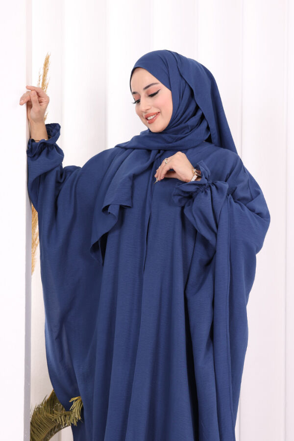Hac Umre Pançolu Elbise Takım ŞAL HEDİYE 8002 Lacivert - 5