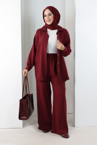 Pantolon Gömlek Takım 8708 Bordo