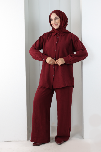 Pantolon Gömlek Takım 8708 Bordo - 2