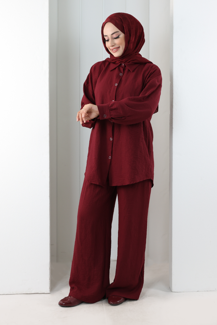 Pantolon Gömlek Takım 8708 Bordo - 3