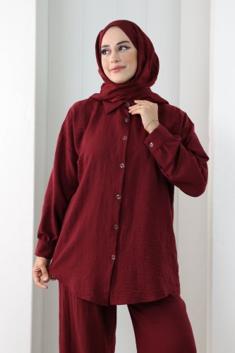 Pantolon Gömlek Takım 8708 Bordo - 5