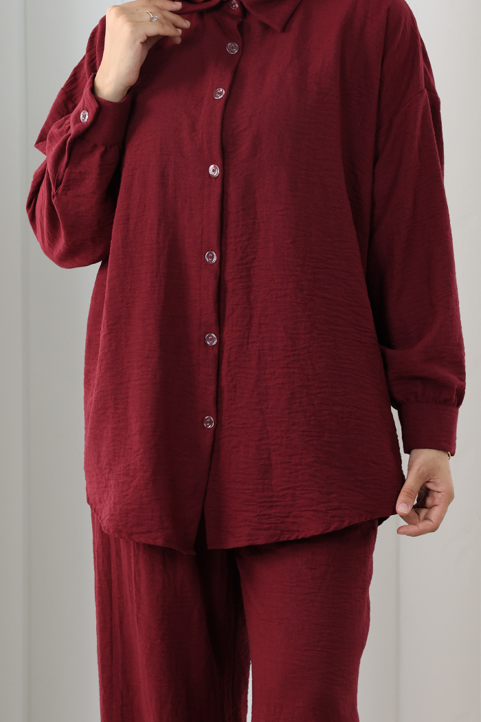 Pantolon Gömlek Takım 8708 Bordo - 6