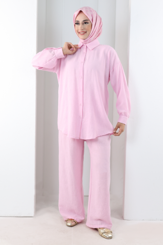 Pantolon Gömlek Takım 8708 Pembe 