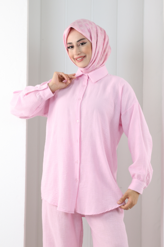 Pantolon Gömlek Takım 8708 Pembe - 5