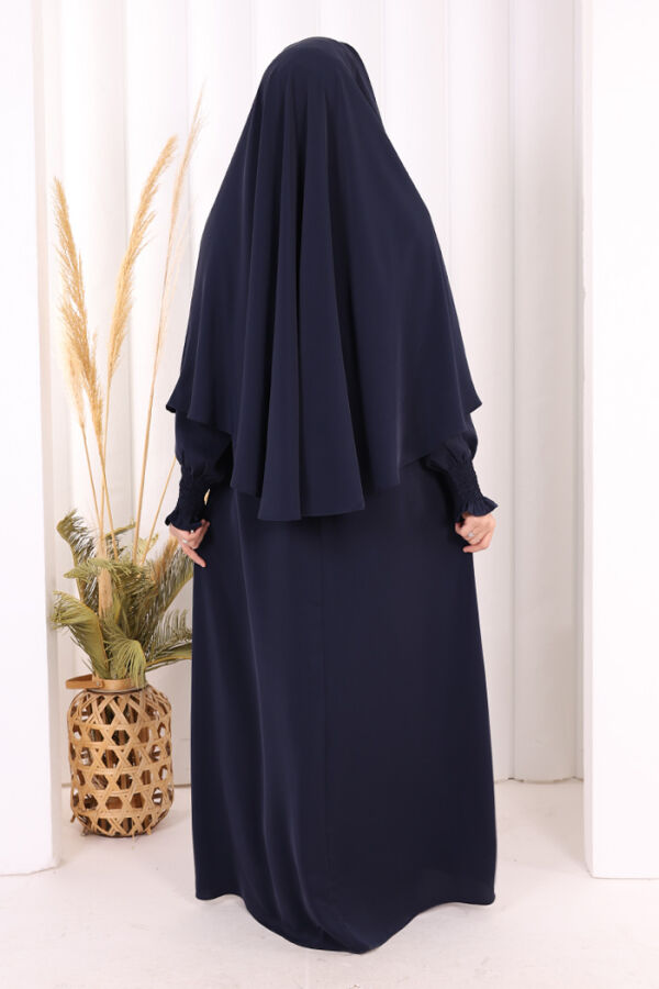 Peçeli Cilbab Model Elbise 6063 Lacivert - 4