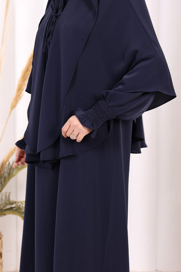 Peçeli Cilbab Model Elbise 6063 Lacivert - 7