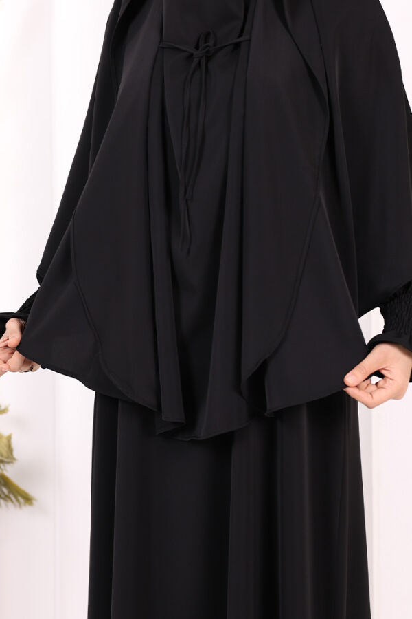 Peçeli Cilbab Model Elbise 6063 Siyah - 6