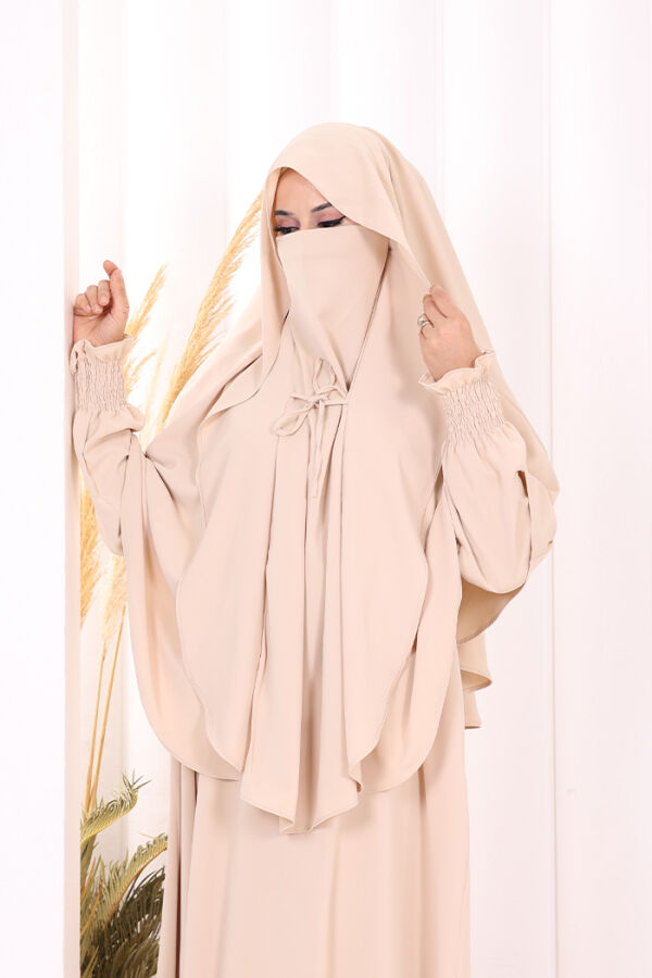 Peçeli Cilbab Model Elbise 6063 Taş - 5