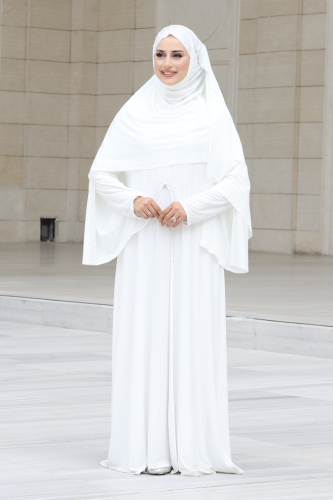 Pelerin, Elbise ve Şal Üçlü Takım 3932 Ekru - Bym Fashion