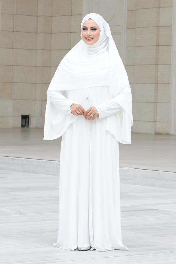 Pelerin, Elbise ve Şal Üçlü Takım 3932 Ekru - 1