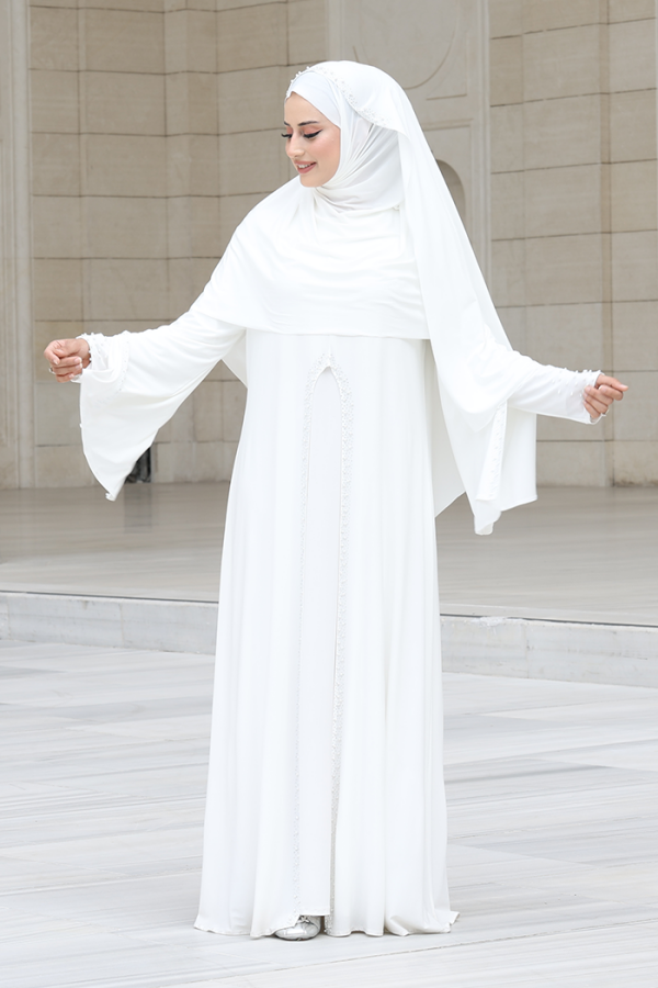 Pelerin, Elbise ve Şal Üçlü Takım 3932 Ekru - 2