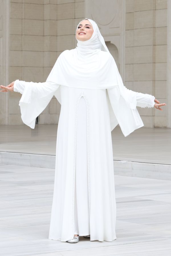 Pelerin, Elbise ve Şal Üçlü Takım 3932 Ekru - 3