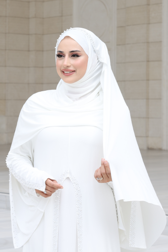 Pelerin, Elbise ve Şal Üçlü Takım 3932 Ekru - 4