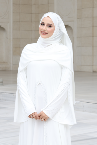 Pelerin, Elbise ve Şal Üçlü Takım 3932 Ekru - 5