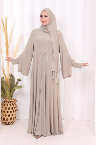 Pelerin, Elbise Takım  ŞAL HEDİYE  3932 Vizon - 2